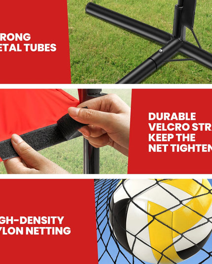 Volleyball Practice Net Station, with 3 Adjustable Heights-7'4'', 7'8'', 8', Red