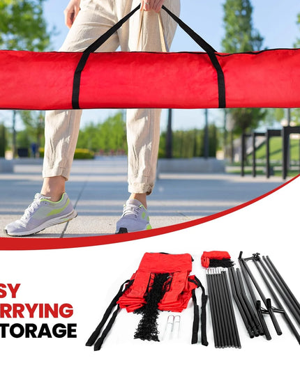 Volleyball Practice Net Station, with 3 Adjustable Heights-7'4'', 7'8'', 8', Red